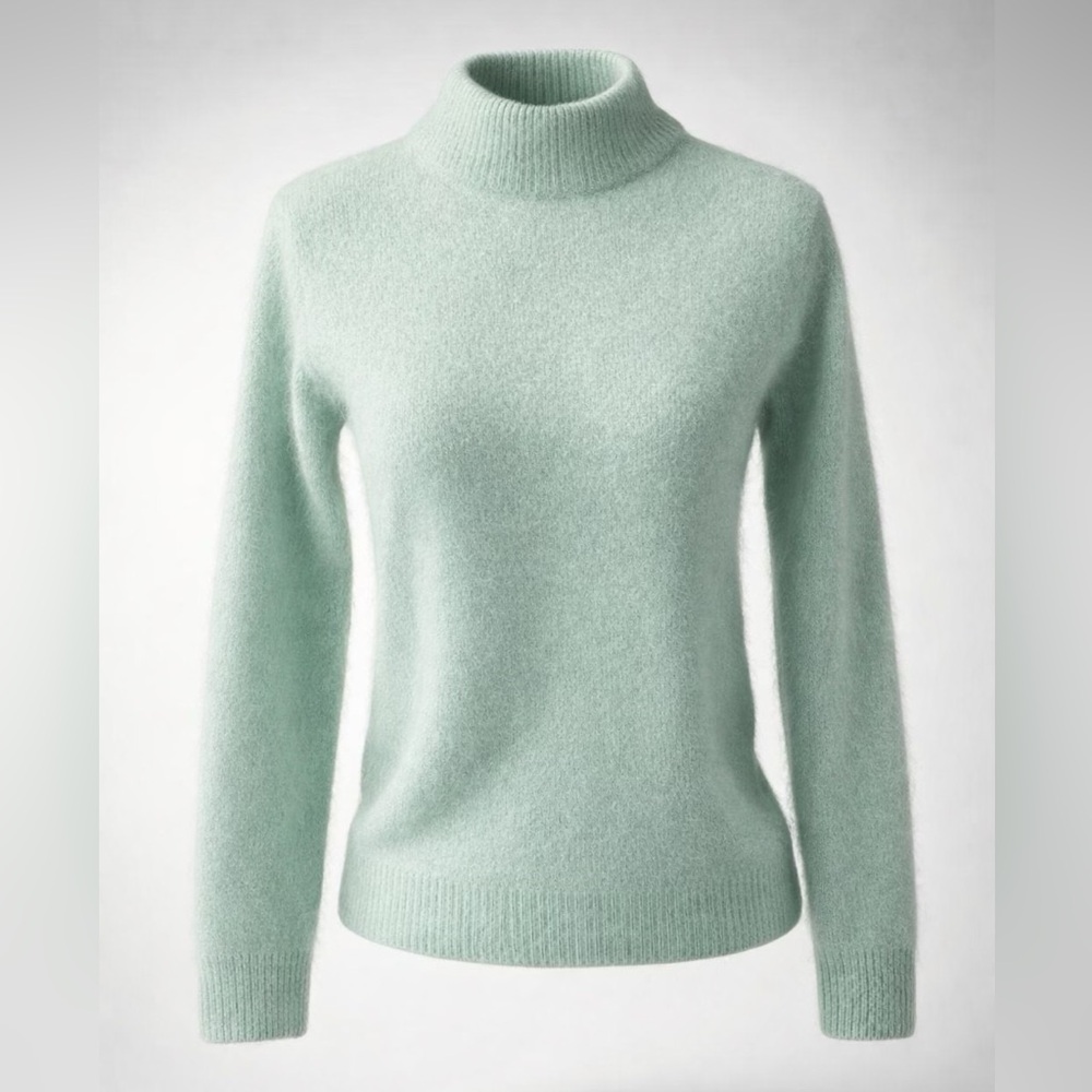 Panda VTG Angora mock neck sweater, pale mint green, 32 (XXS), EUC